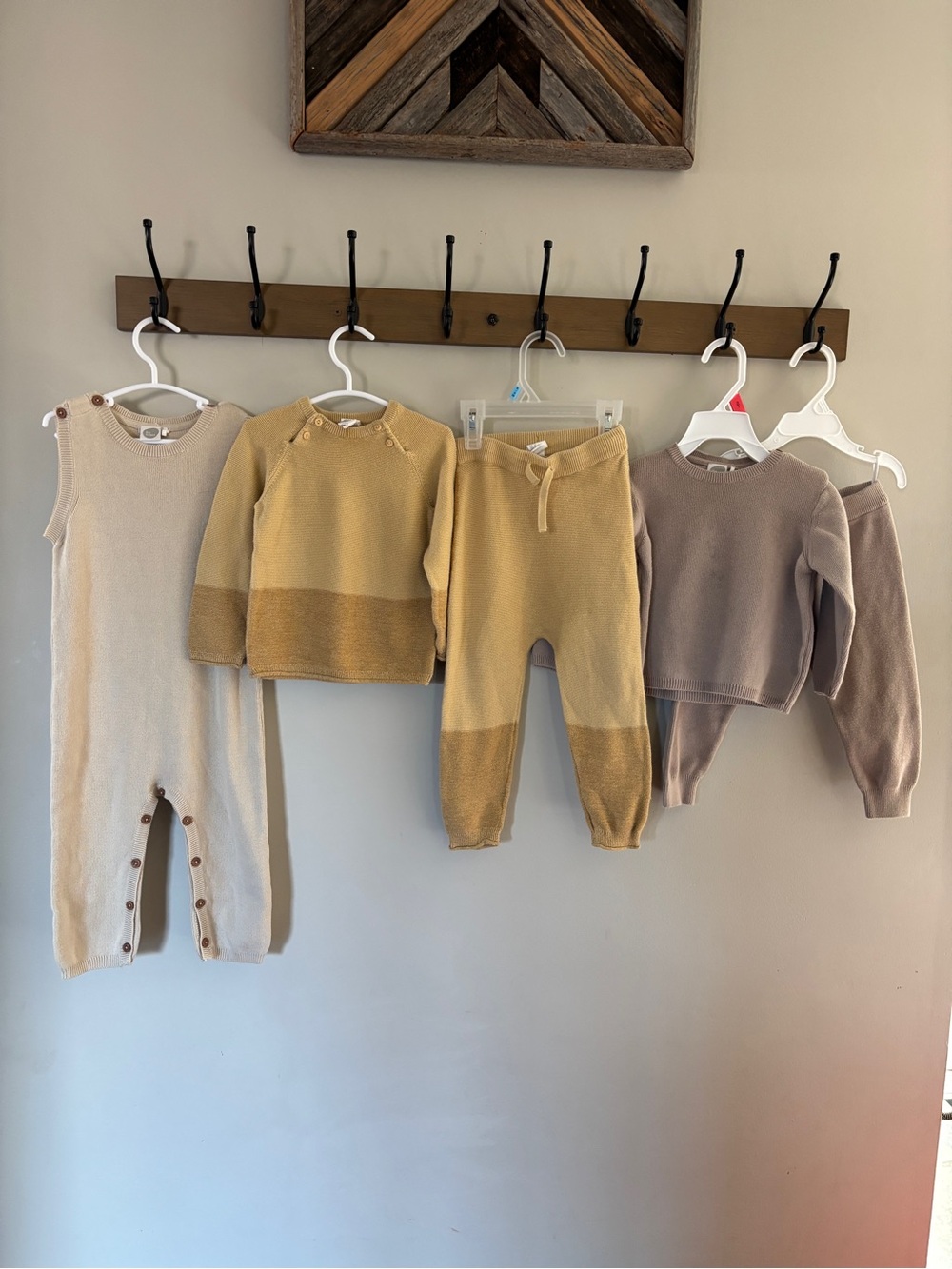 Cozy Knit Baby Sweater & Pant Sets with Neutral Romper